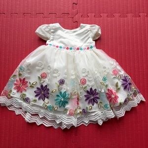 Blueberi Boulevard Baby Girls Short Sleeve Cap Sleeve Flowers Dress 3-6M